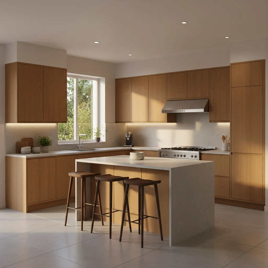 Modern kitchen positioned in southeast zone according to vastu design principles