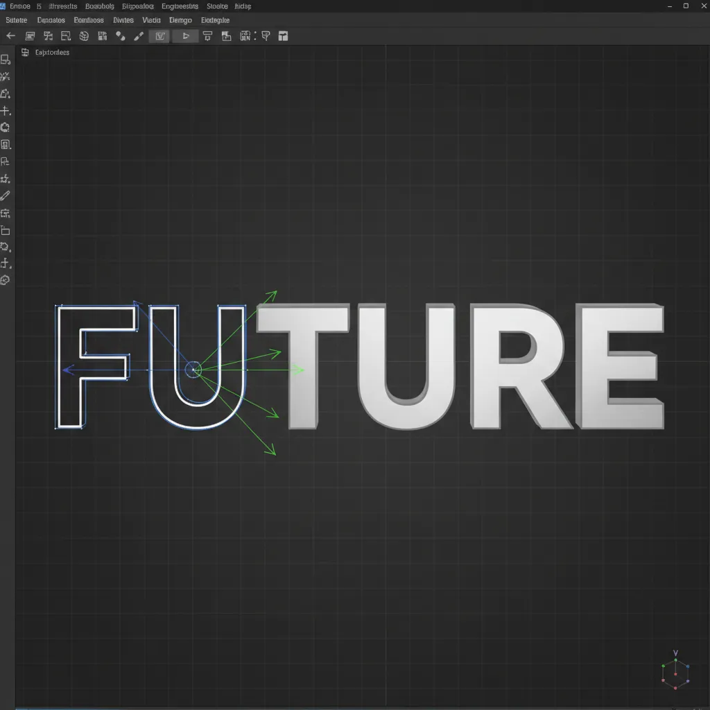 vector text outlines being converted into 3D extruded letters in modeling software