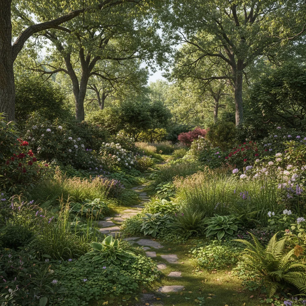 dense vegetation and tree placement in landscape rendering software