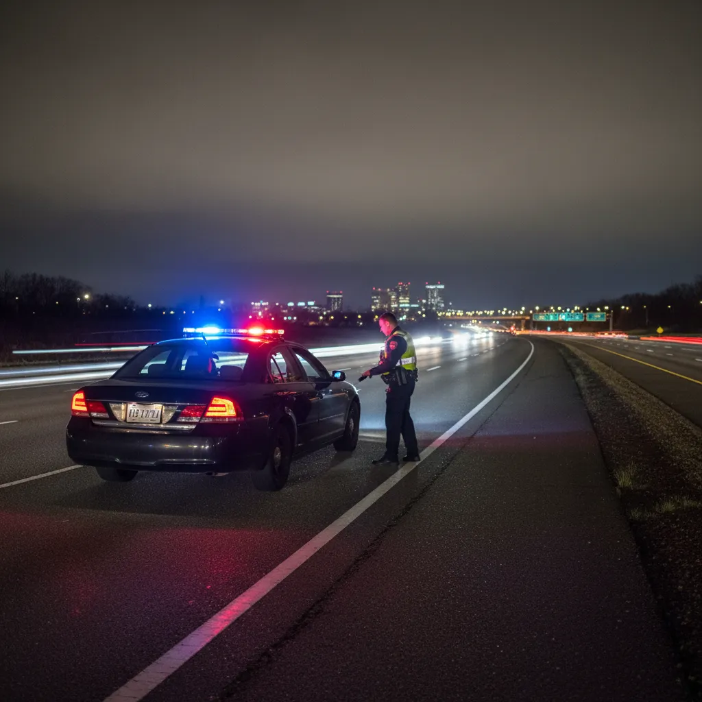 traffic stop involving car with illegal flashing lights