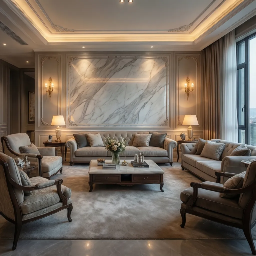 Venetian plaster texture wall in luxury living room interior