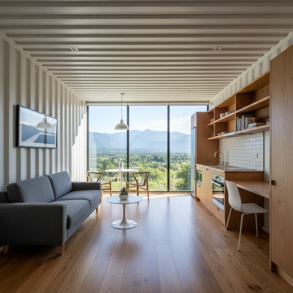 Casa contenedor con grandes ventanales y mucha luz natural