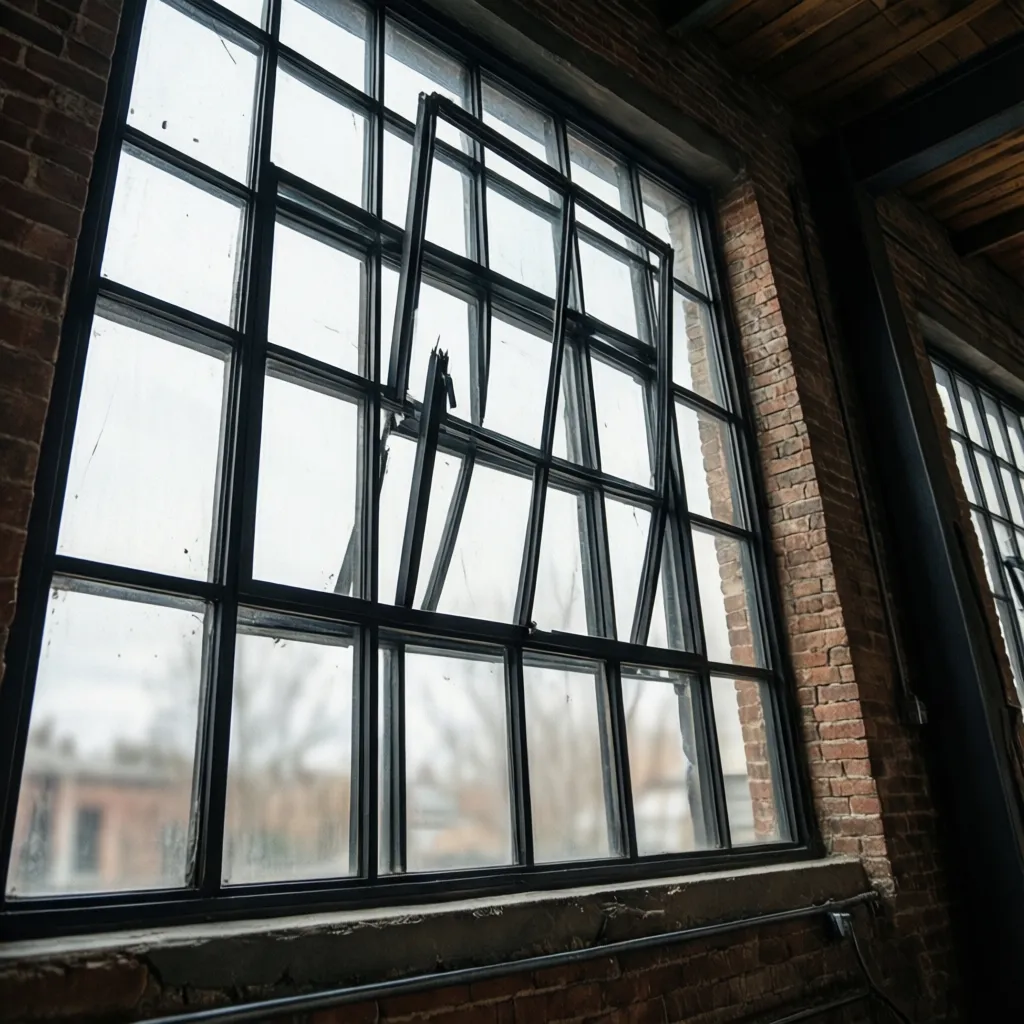 Ventanas metálicas con diseño de cuadrícula estilo industrial