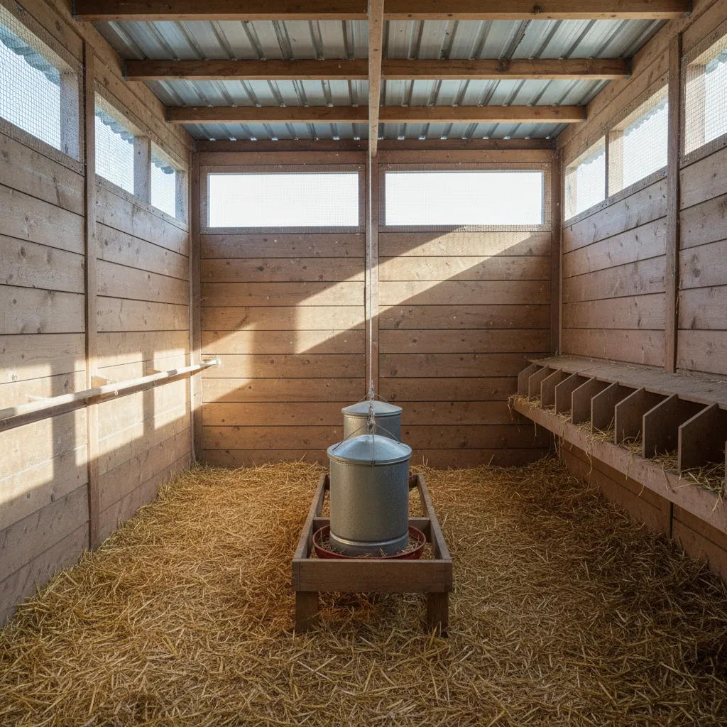Ventilación superior en gallinero para evitar humedad