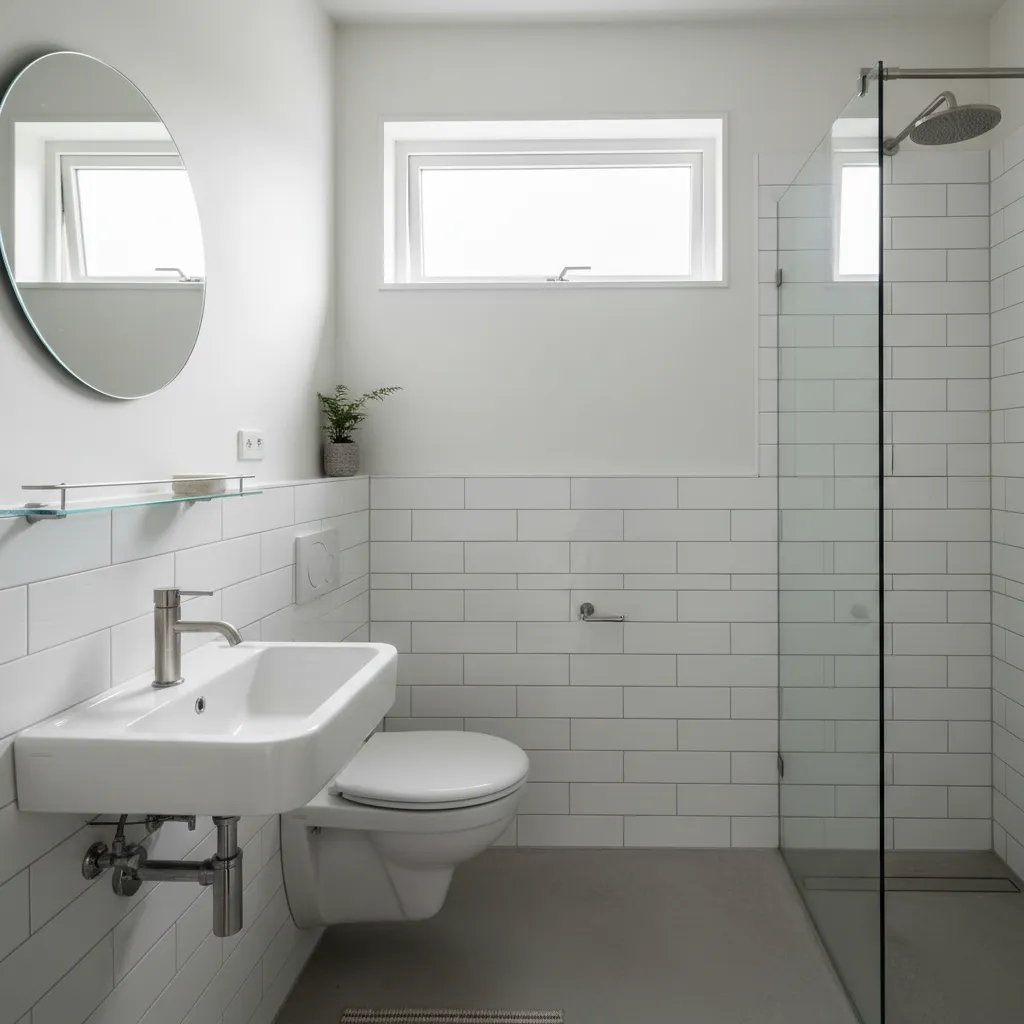 Kamar mandi kecil dengan ventilasi jendela