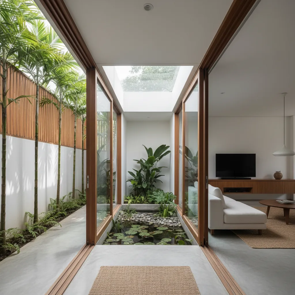 Contoh rumah dengan ventilasi samping untuk mengatasi garasi depan