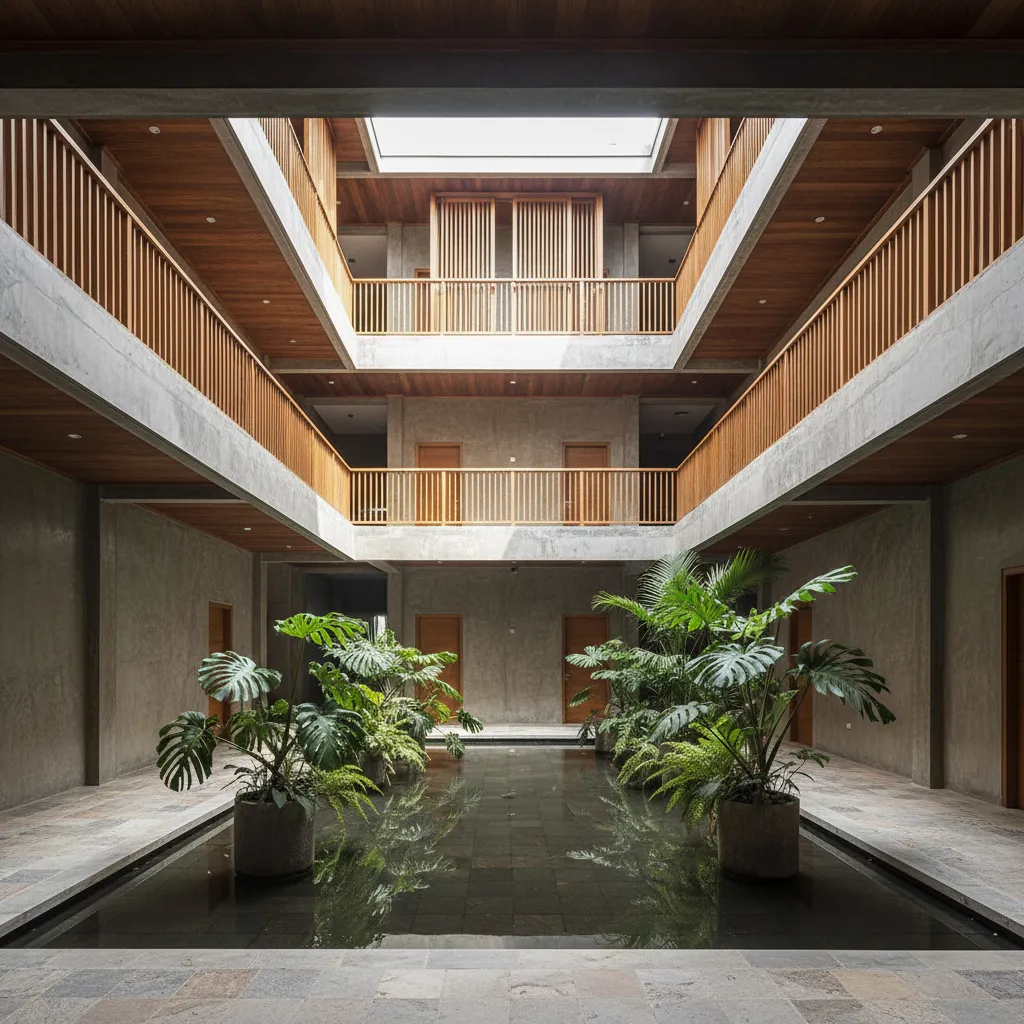 Desain rumah kos dengan void tengah untuk ventilasi