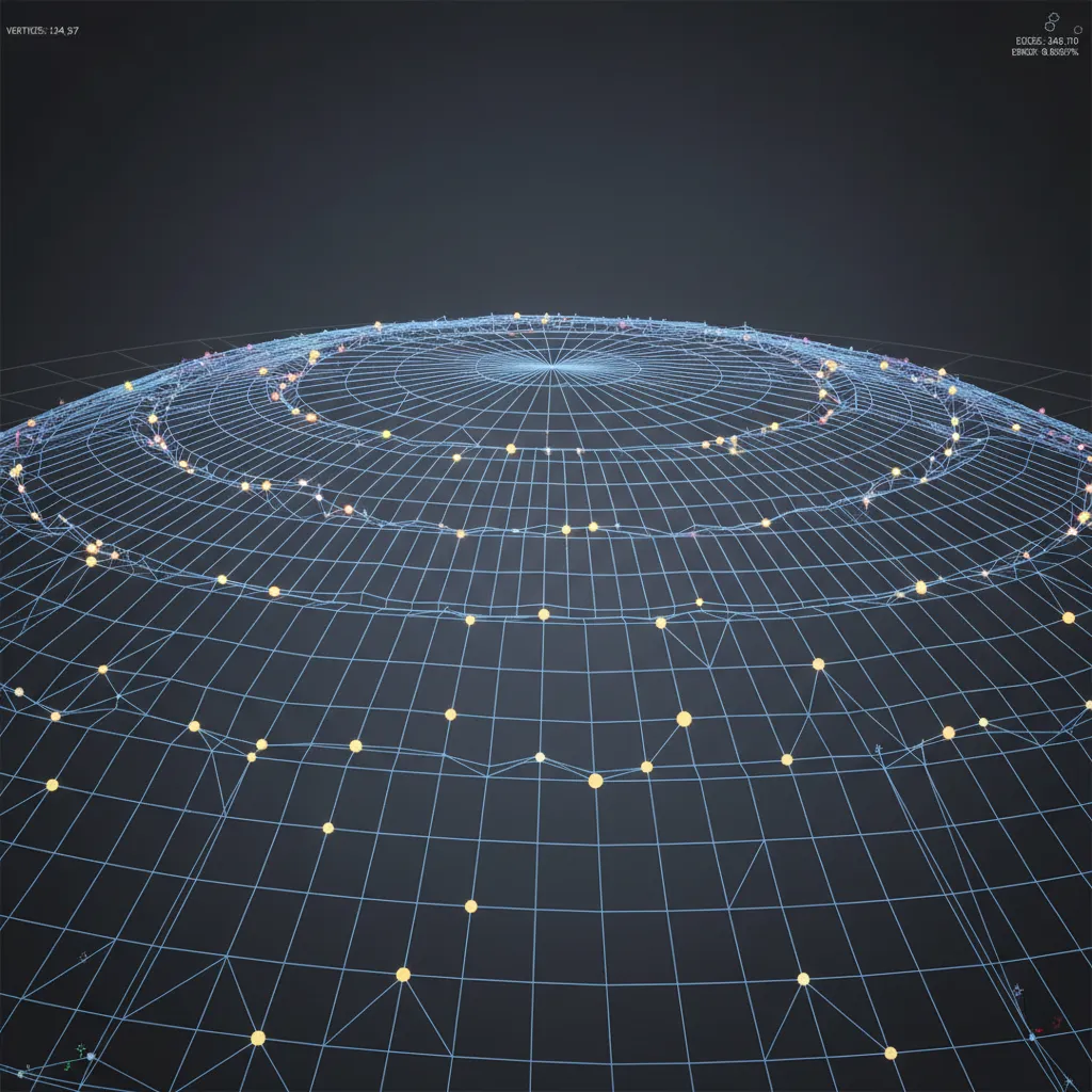 Close-up view of vertex rounding errors in 3D mesh