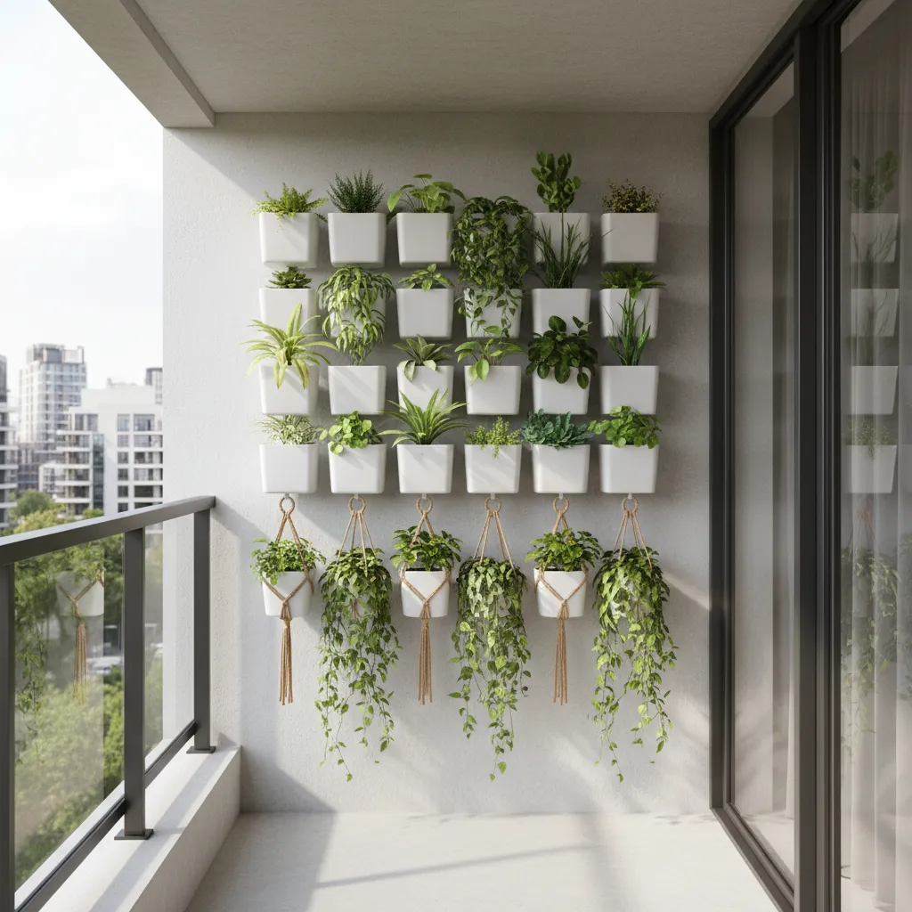 Vertical plant wall on a small balcony