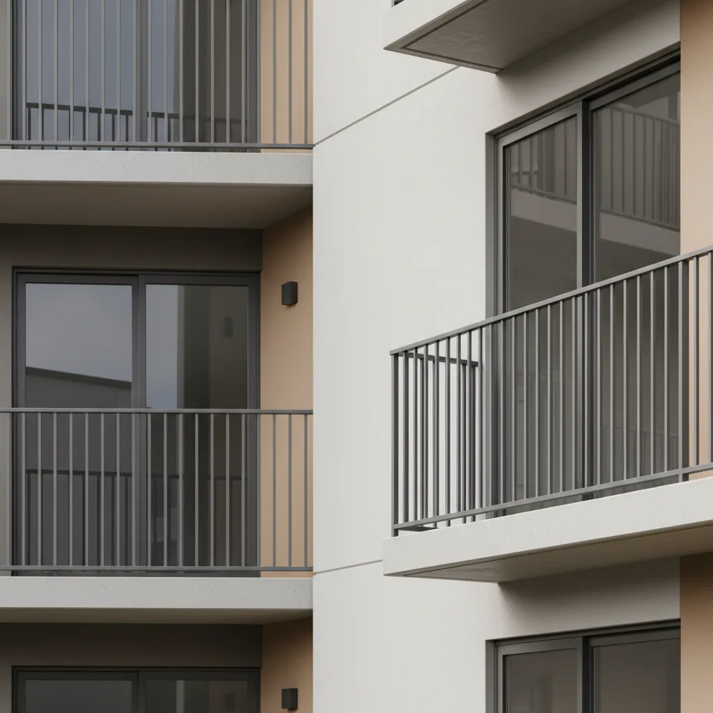 Minimalist vertical metal bar balcony grill design
