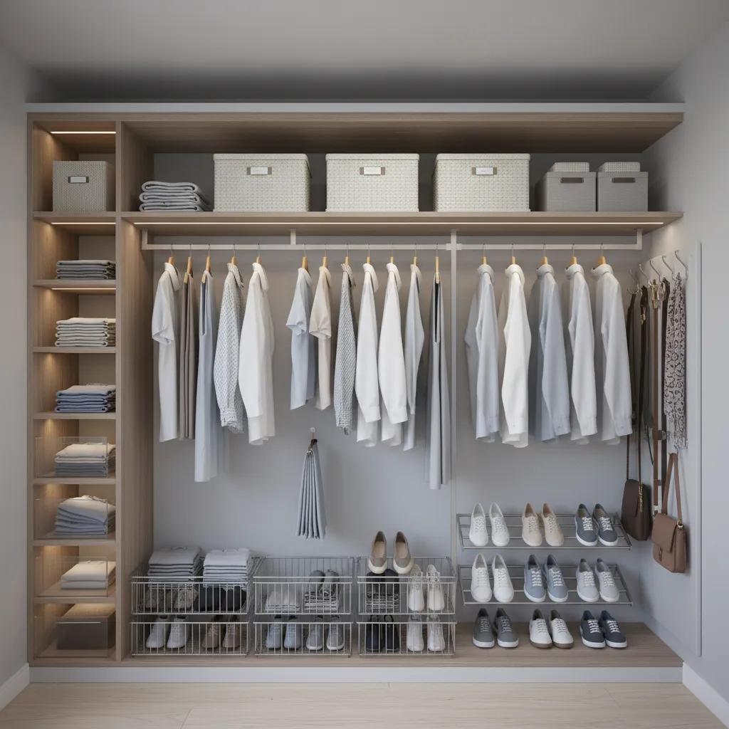 diagram style visualization of vertical layers in a small closet layout