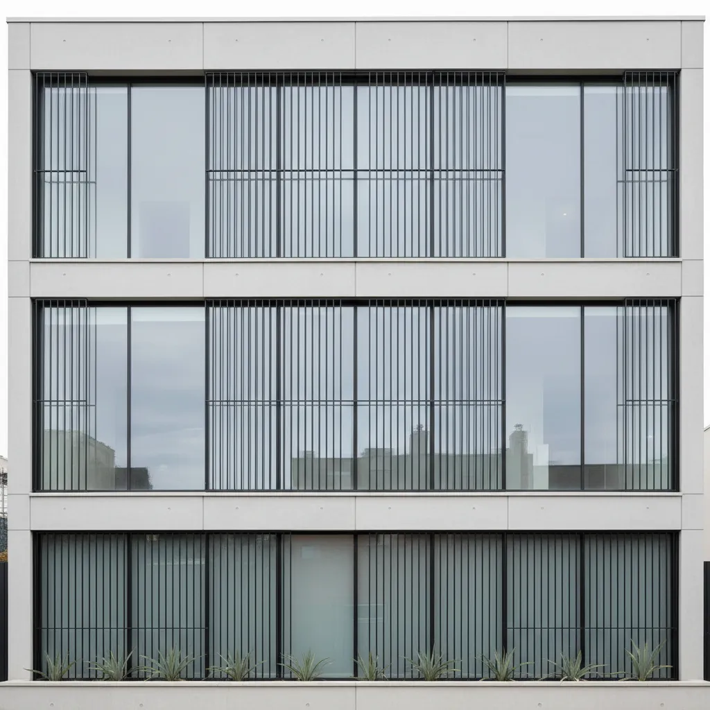 Rejas verticales modernas instaladas en ventana de casa contemporánea