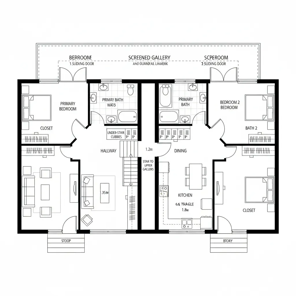 Vertical Porch Stack with Screened Gallery