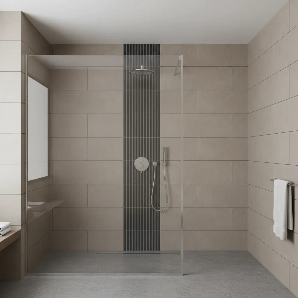 vertical accent tile strip in walk in shower