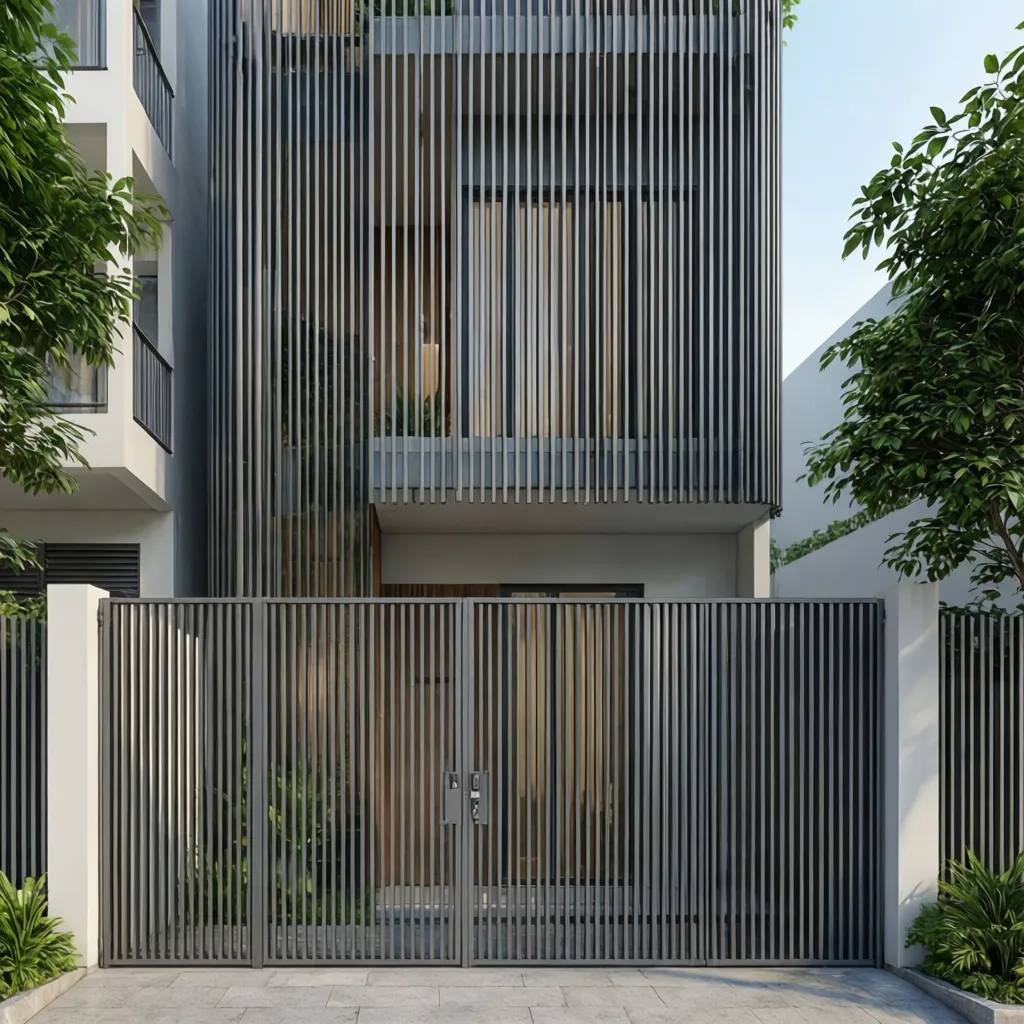 Cổng lam dọc cho nhà ống hiện đại