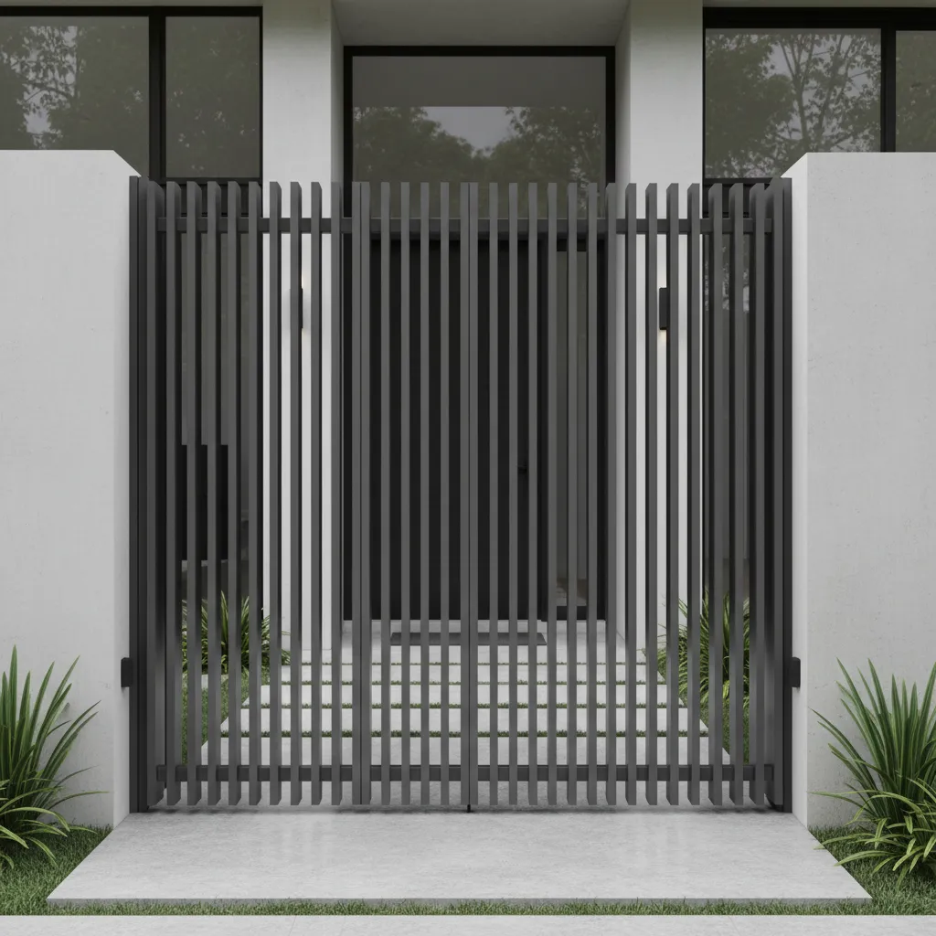 Portal con listones verticales en la entrada de una vivienda