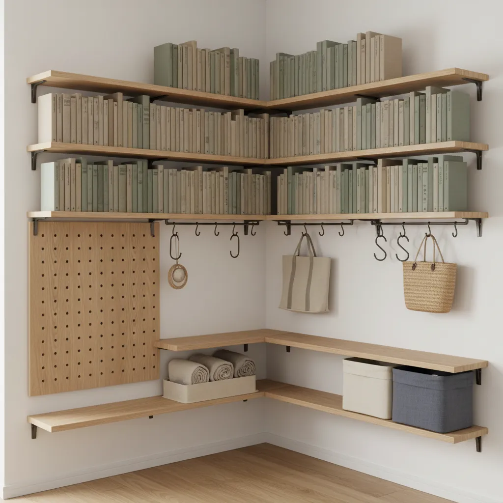 縦を使う収納技巧で床を“歩ける机”にする