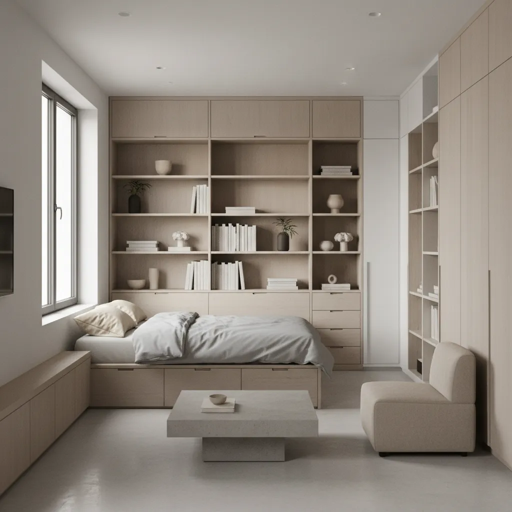 Vertical storage solutions in a small apartment interior