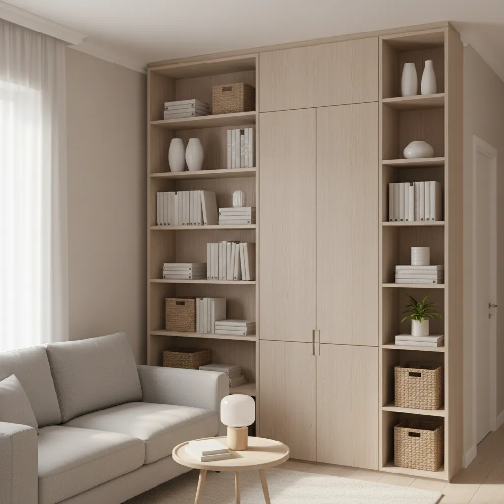 small apartment wall mounted shelves and vertical storage system