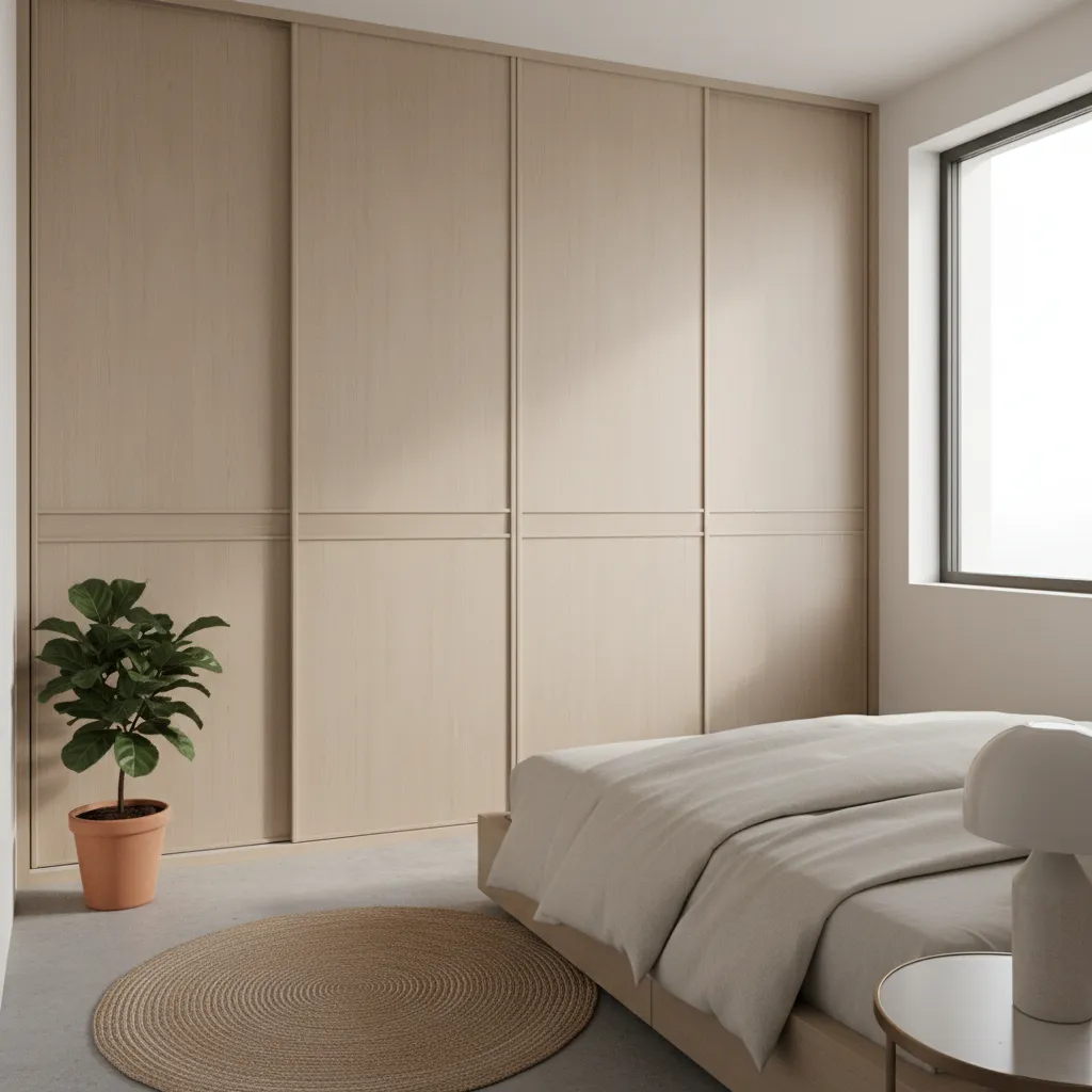 Small bedroom with floor to ceiling wardrobe storage solution