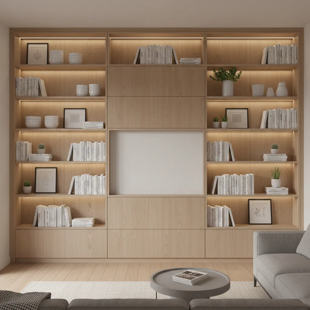 Floor to ceiling storage cabinets in a small apartment