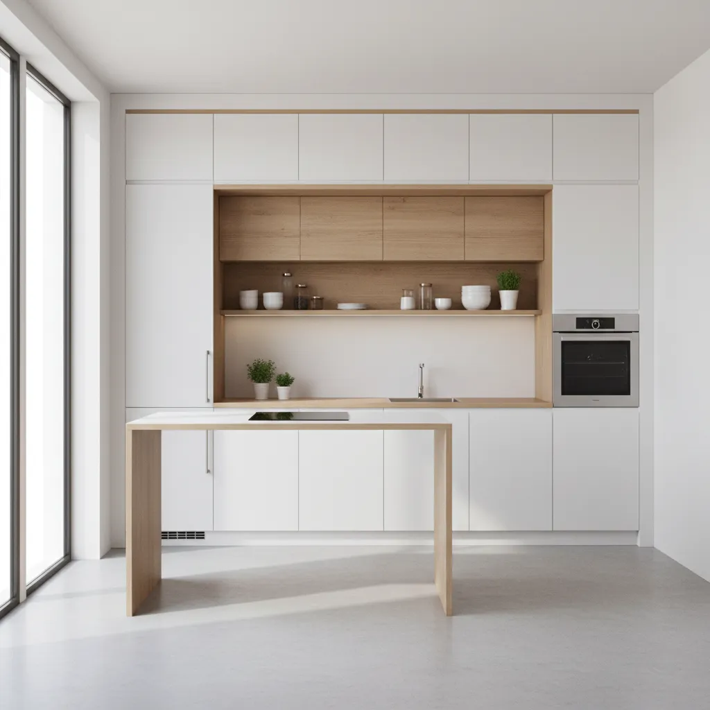 Ceiling height cabinets and vertical storage in small kitchen