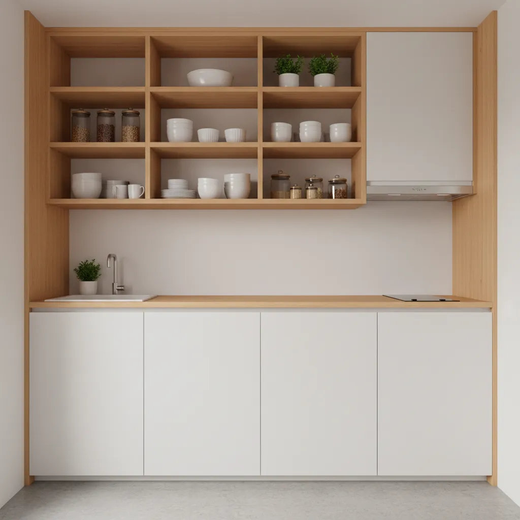 tiny home vertical storage wall cabinets reaching ceiling