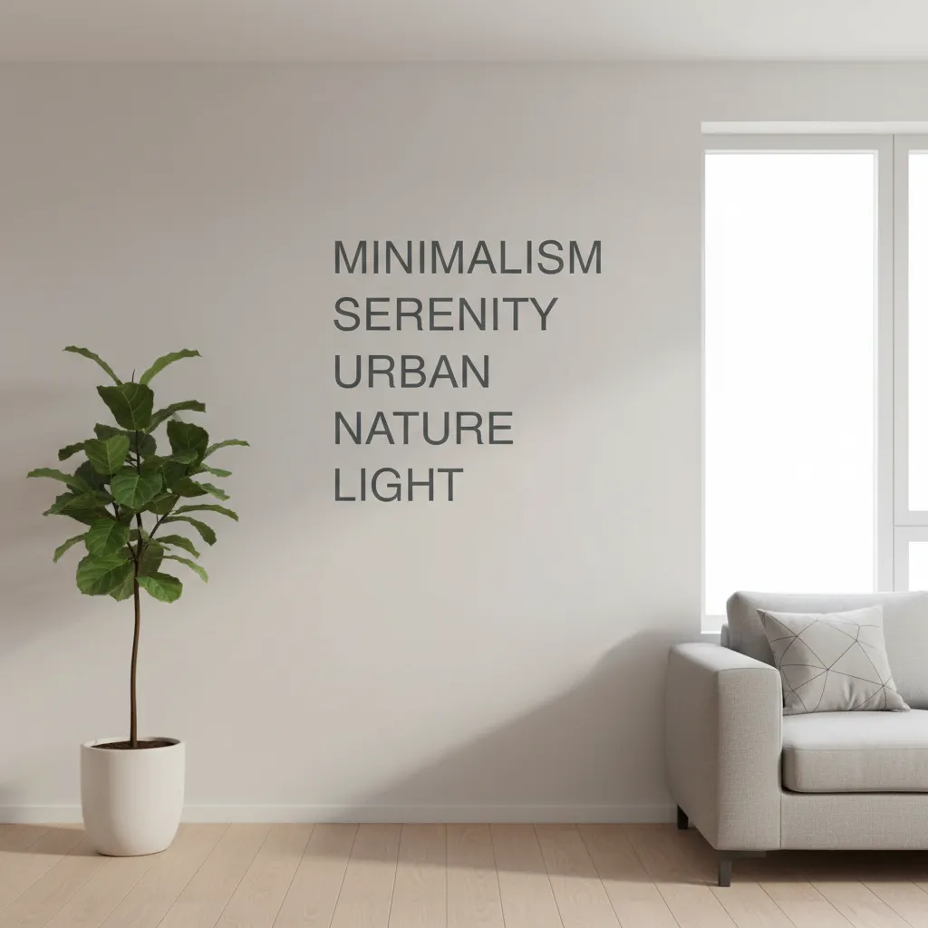 Vertical typography words stacked on apartment wall