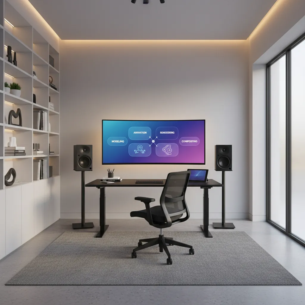 Visual representation of a 3D animation and VFX production pipeline