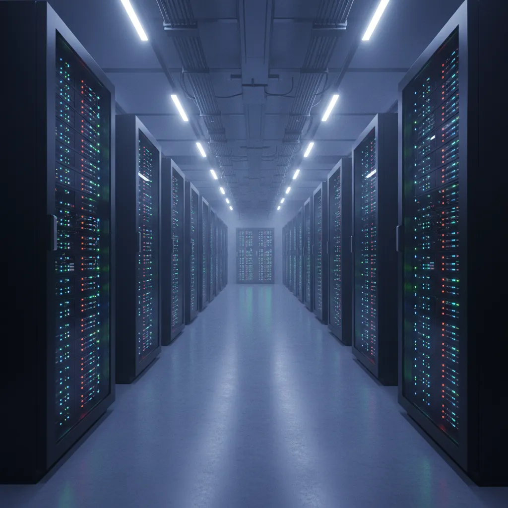 Large VFX render farm powered by Linux servers processing animation frames