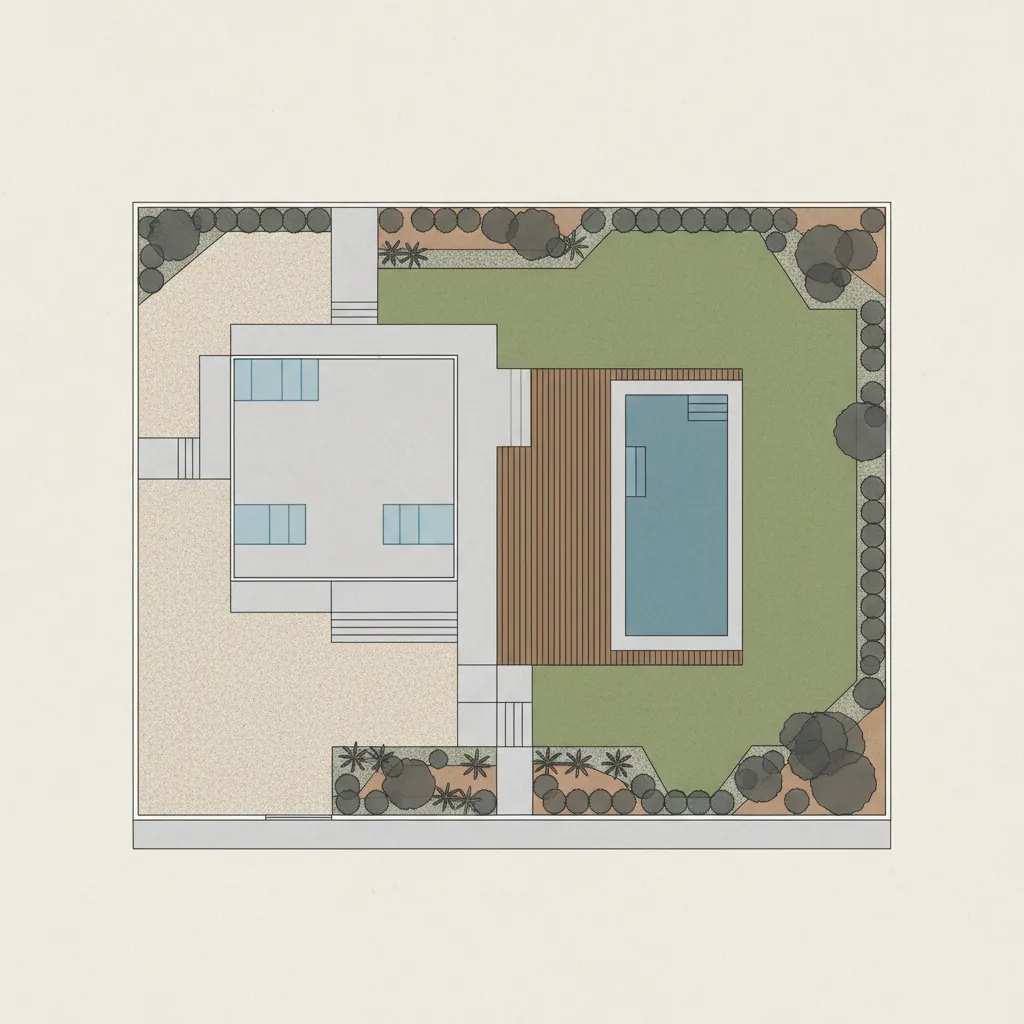 Sơ đồ bố trí sân vườn và biệt thự trên đất 200m2