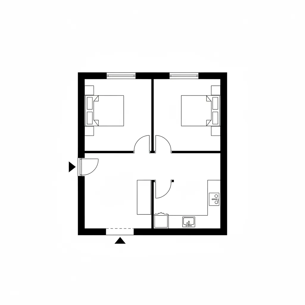 Simple rural house floor plan layout for a small village home