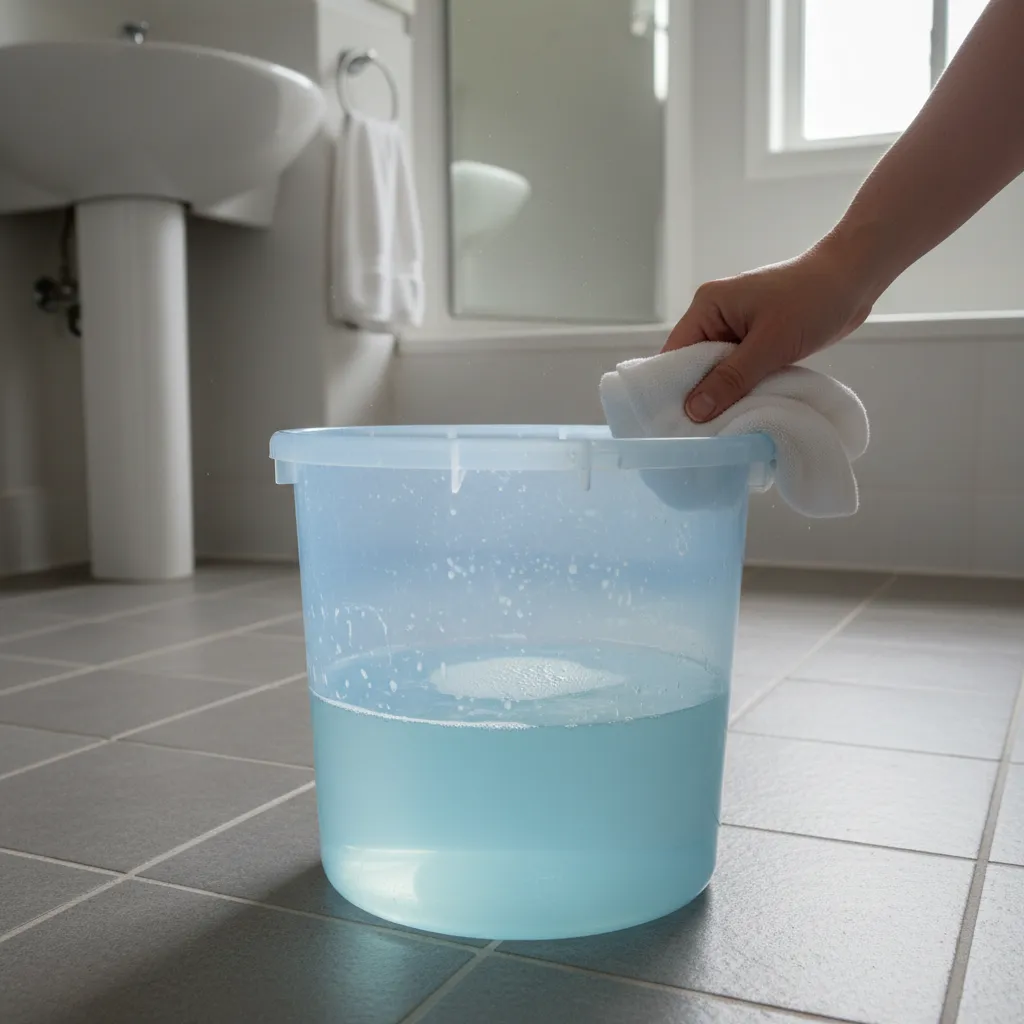 Using vinegar solution to remove mineral buildup from plastic bucket