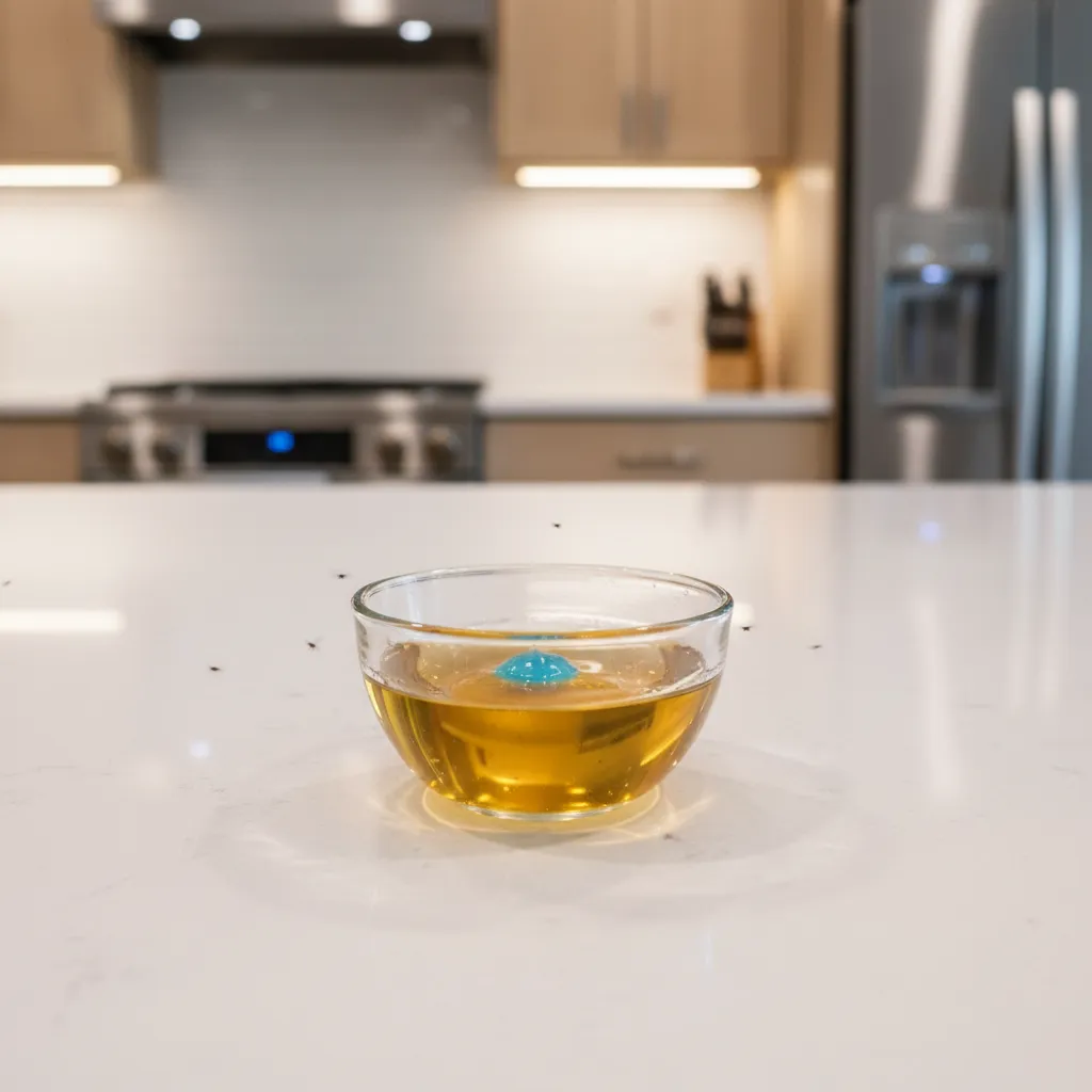 apple cider vinegar trap used to kill small mosquitoes in kitchen