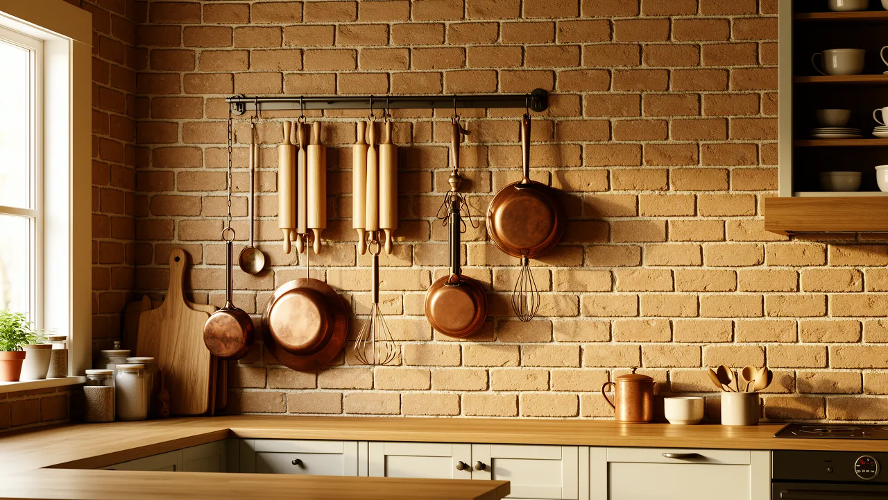 vintage kitchen utensils displayed as wall decor