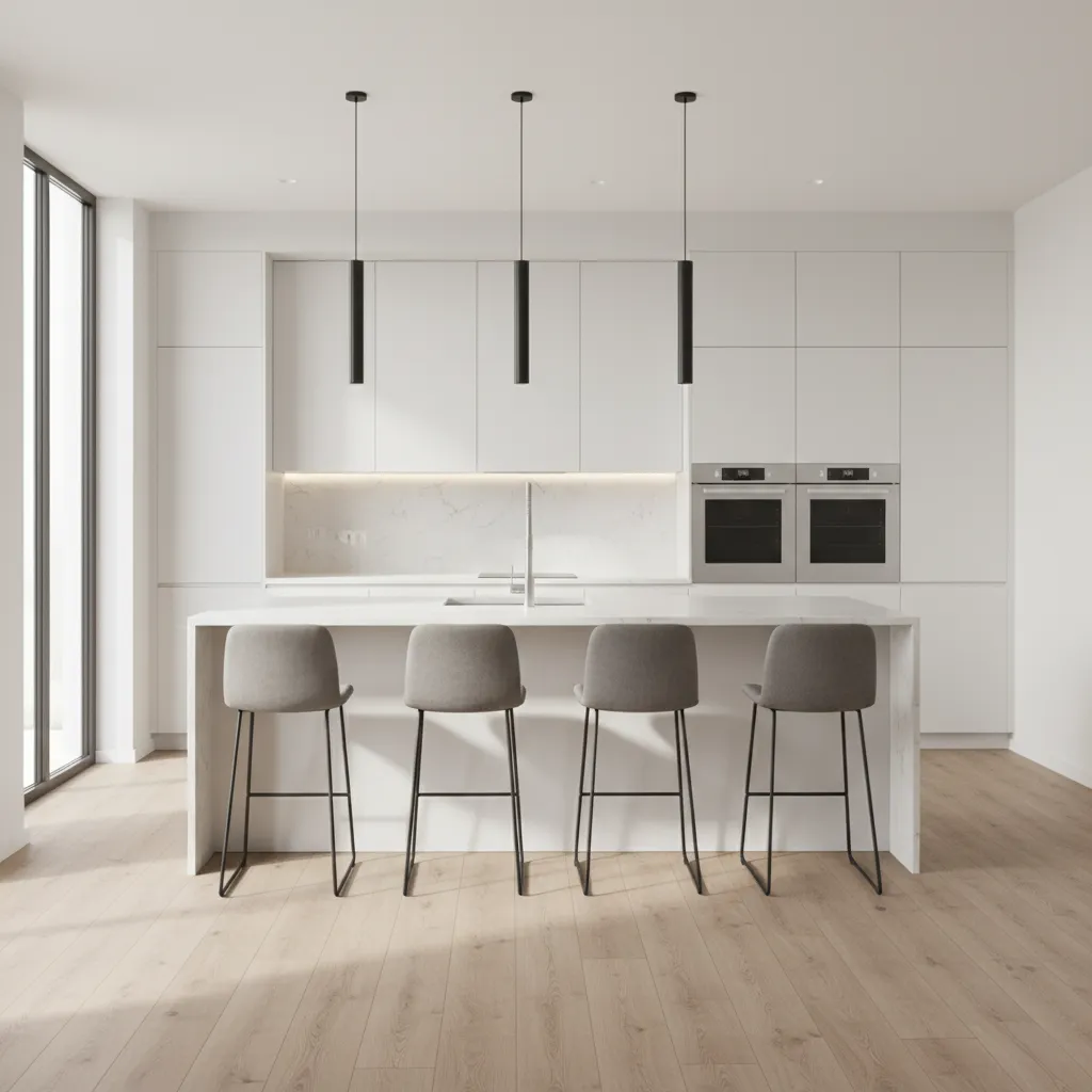 modern kitchen with waterproof vinyl plank flooring