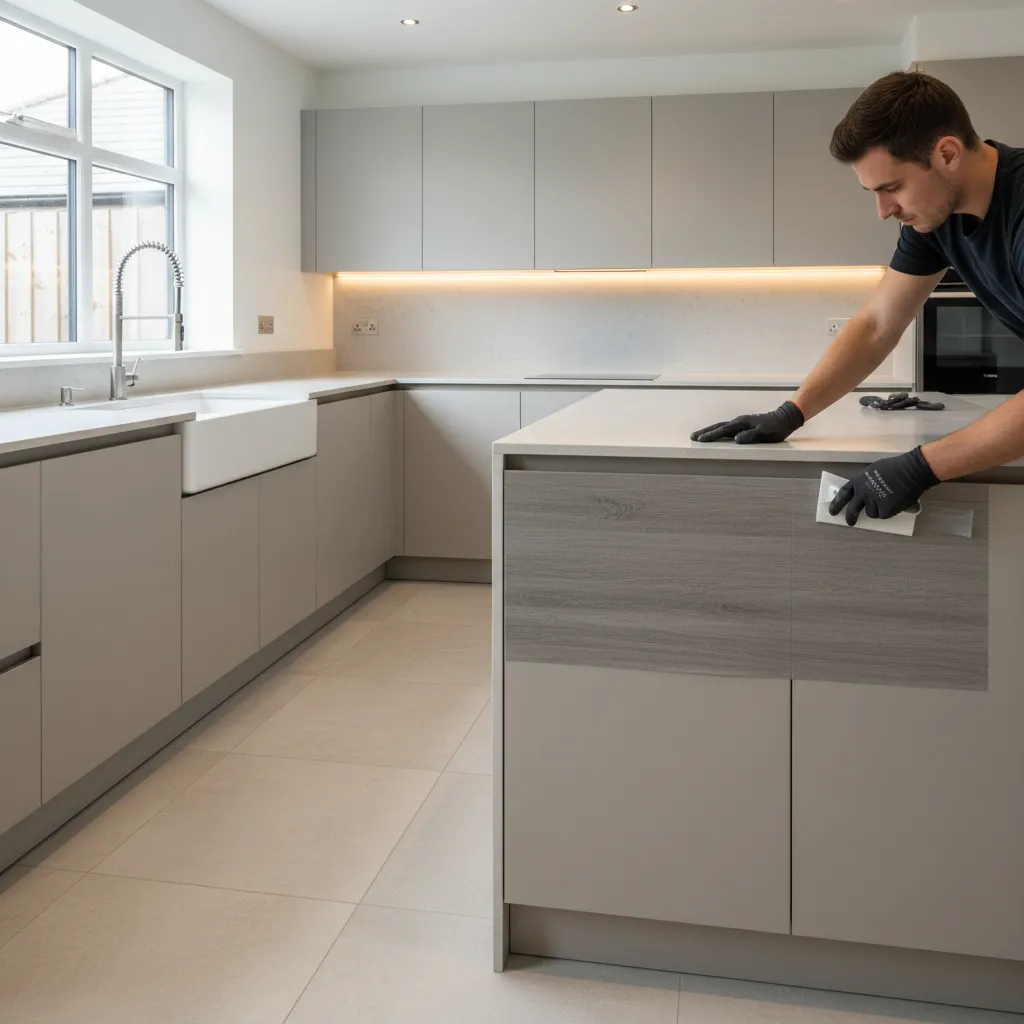 How to Apply Vinyl Stickers to Kitchen Cabinets Without Bubbles or Peeling: A practical step‑by‑step method designers use to install cabinet vinyl smoothly and avoid lifting edges, wrinkles, and trapped air.