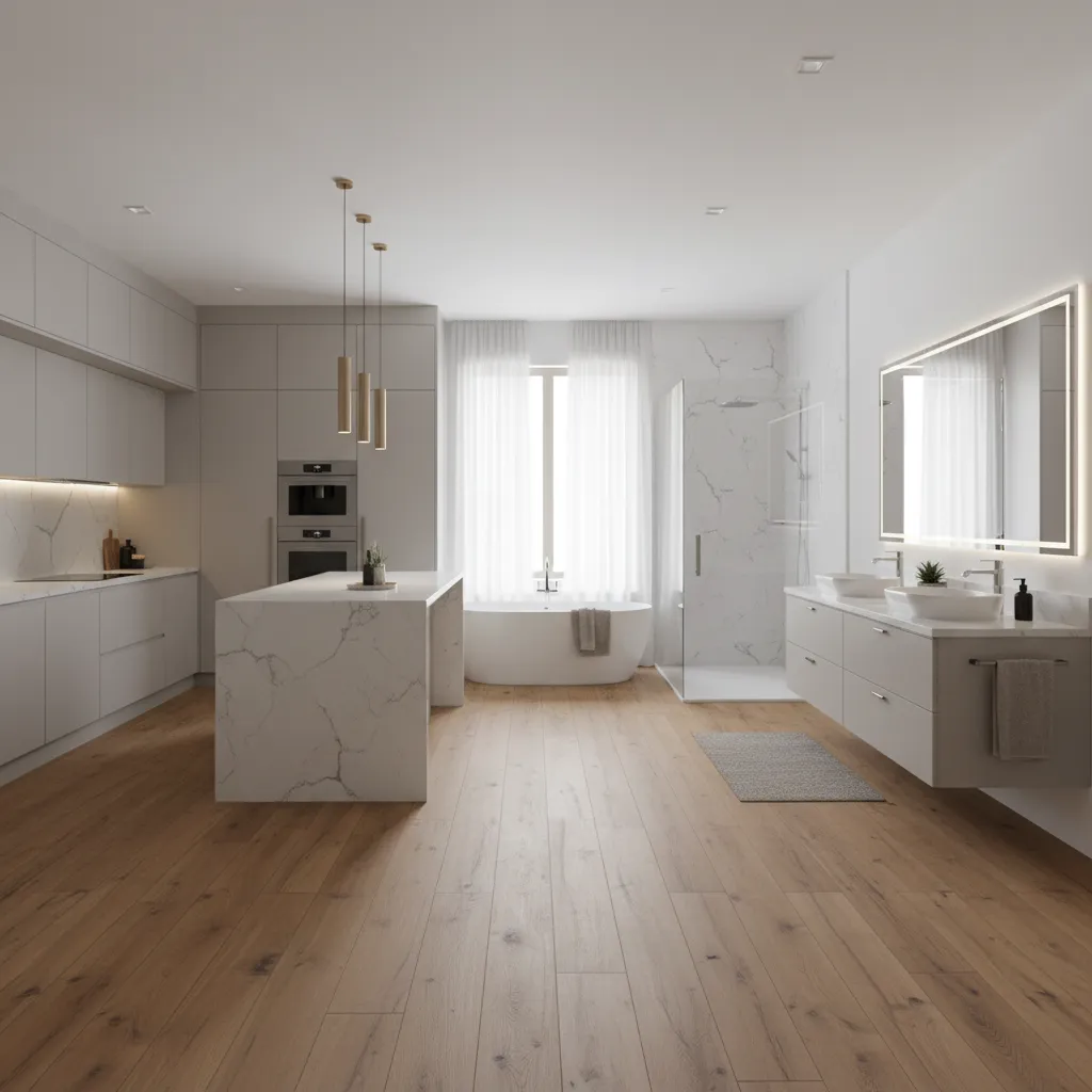 Vinyl Flooring Wood Designs That Work in Kitchens and Bathrooms