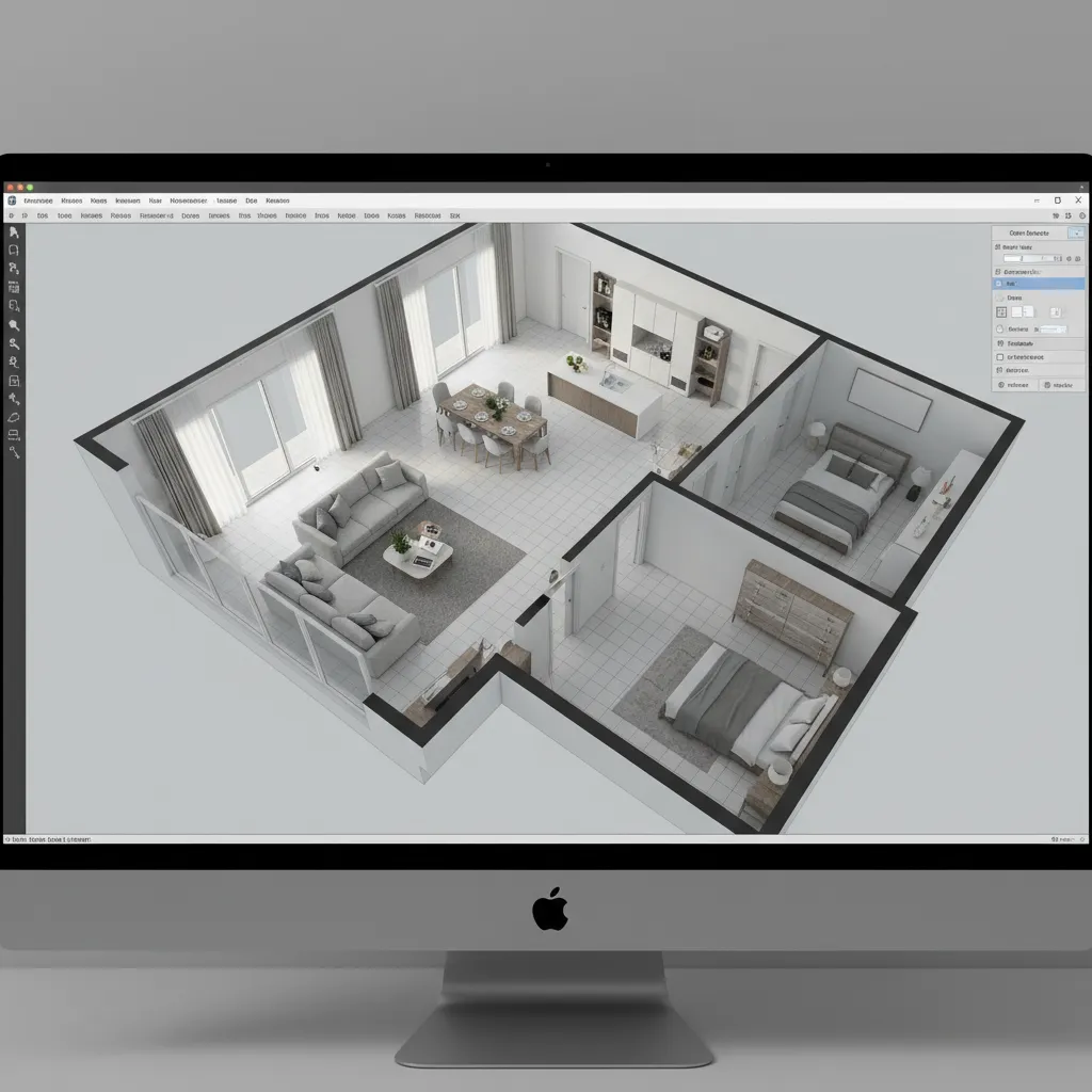 3D virtual home design game interface showing room layout editing