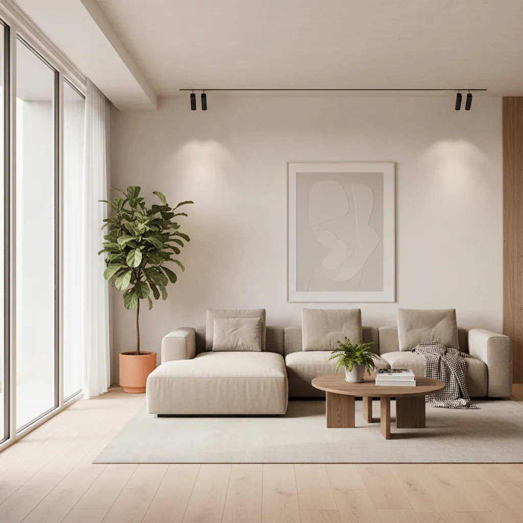 Diseño virtual de interior moderno en un juego de decoración