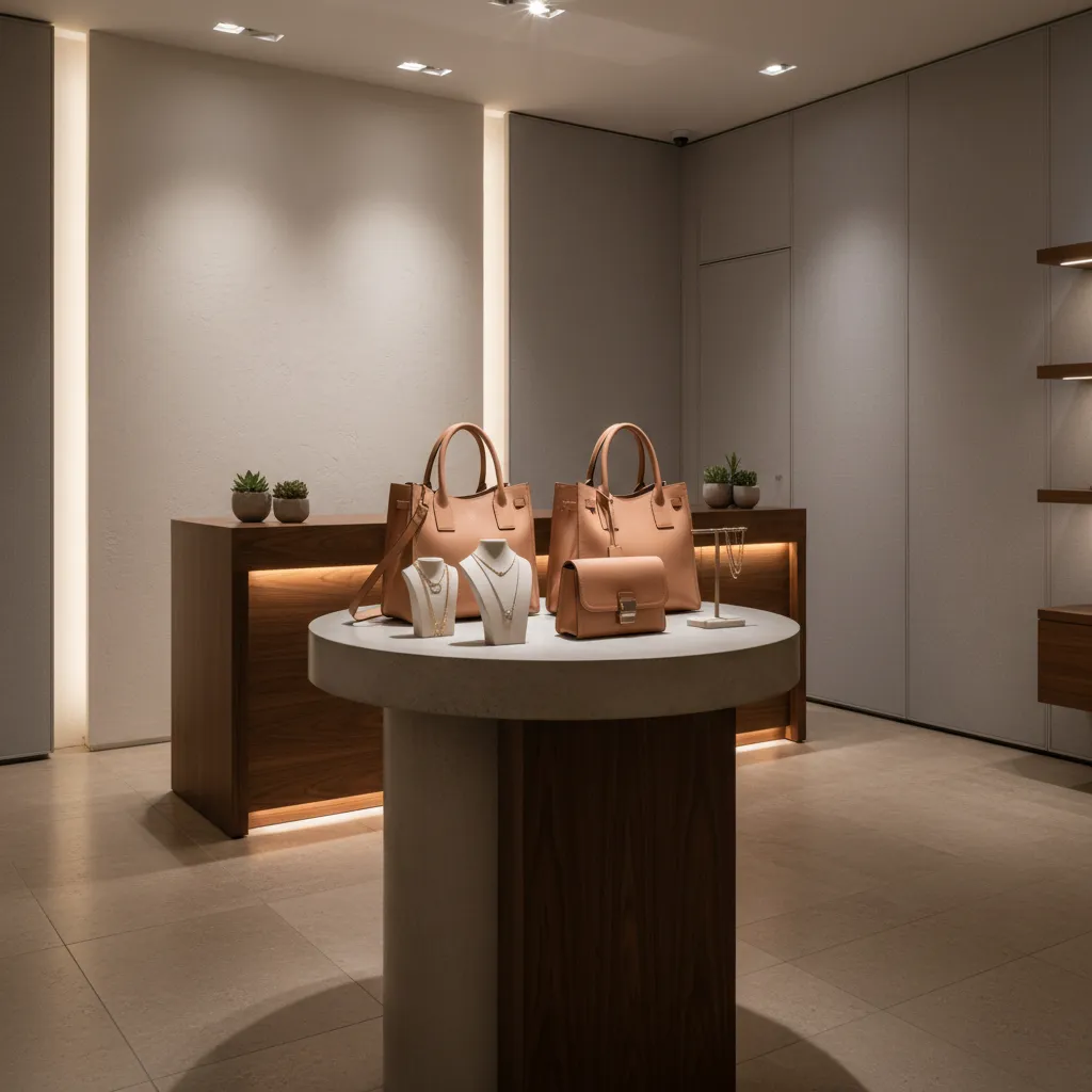 Exhibición de productos con punto focal claro en una tienda