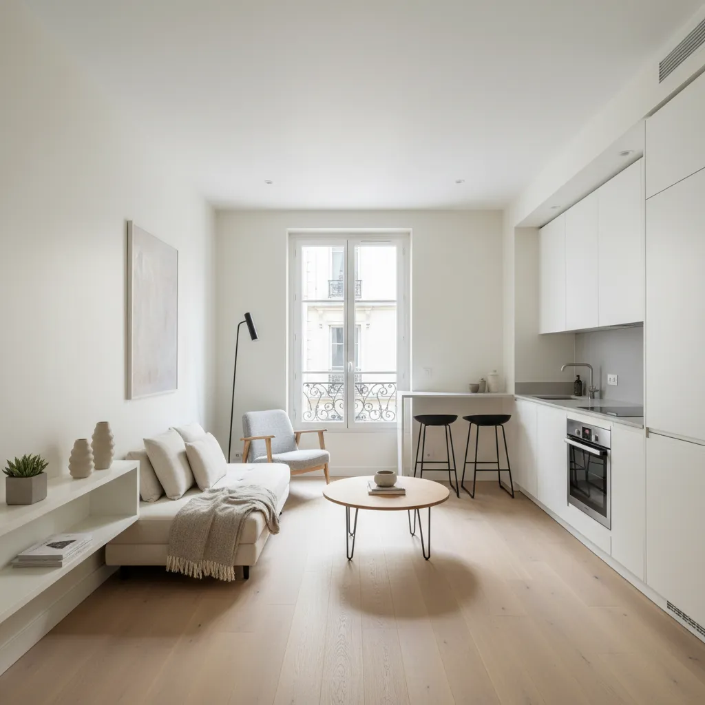Apartamento pequeño con diseño limpio y sensación de amplitud