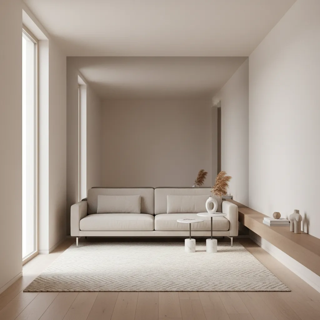Mirror and rug design tricks that make a narrow living room appear wider