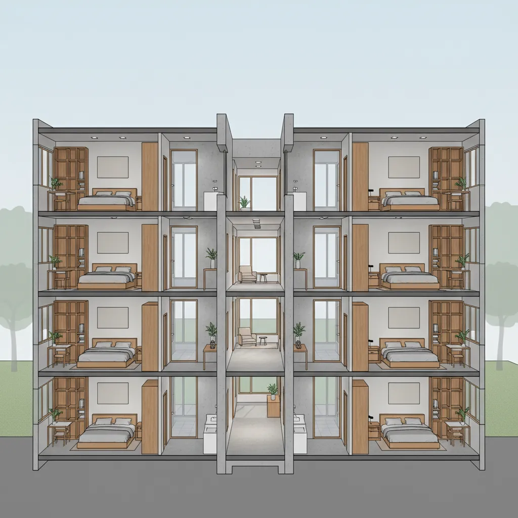 Visualisasi tiga dimensi denah rumah kos
