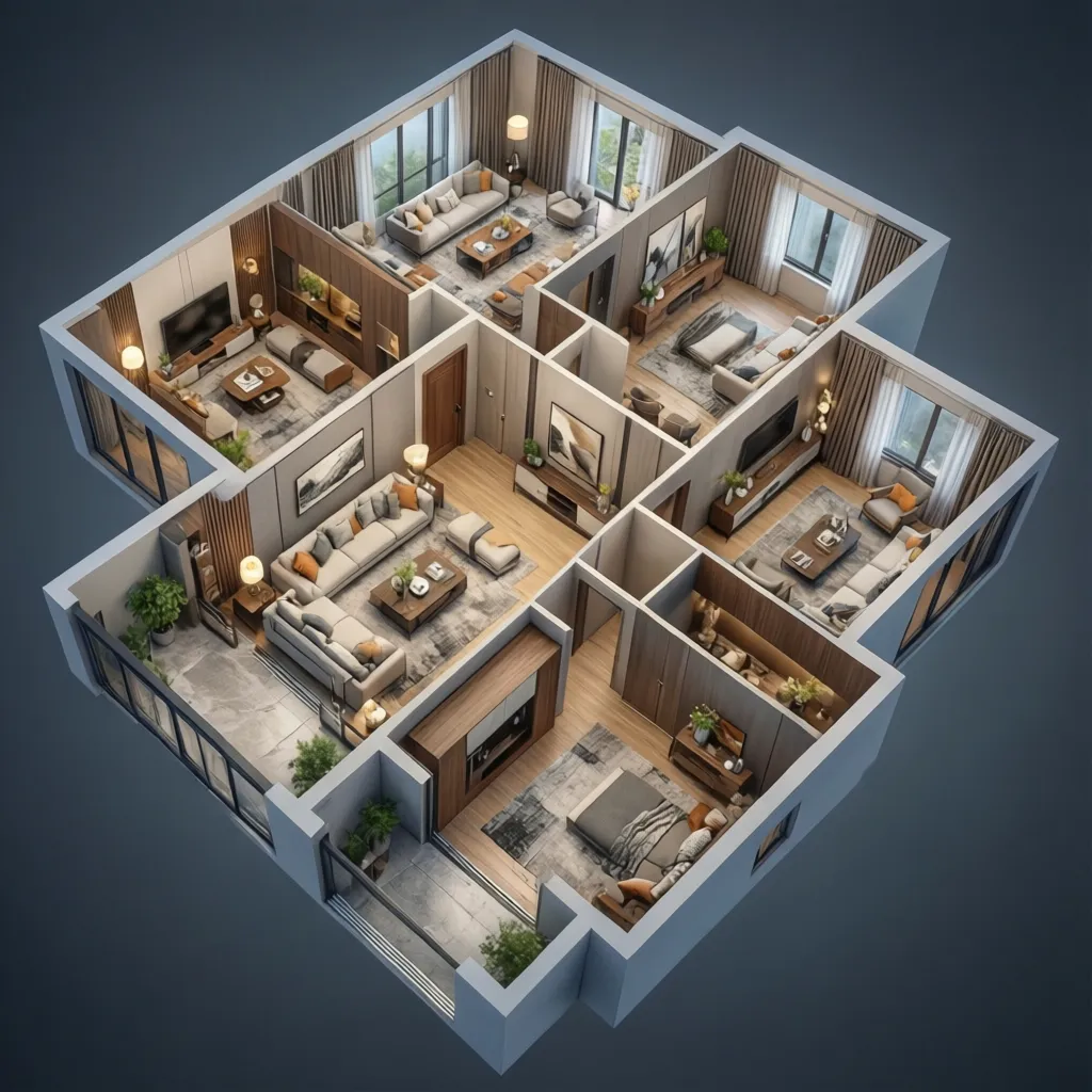 Visualisasi denah rumah dalam bentuk model tiga dimensi