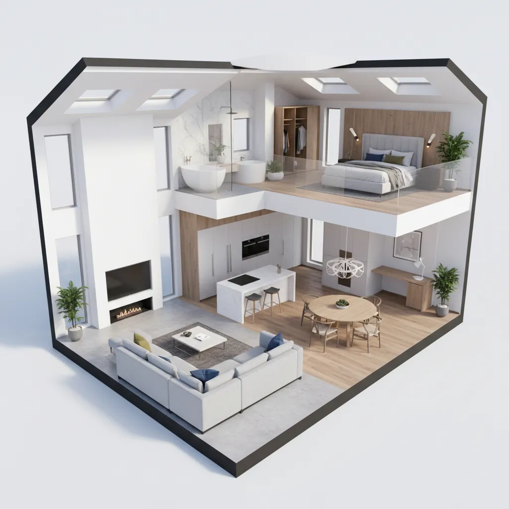 Visualisasi denah rumah tiga dimensi