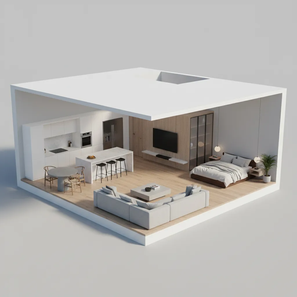 Visualisasi 3D rumah dari denah digital