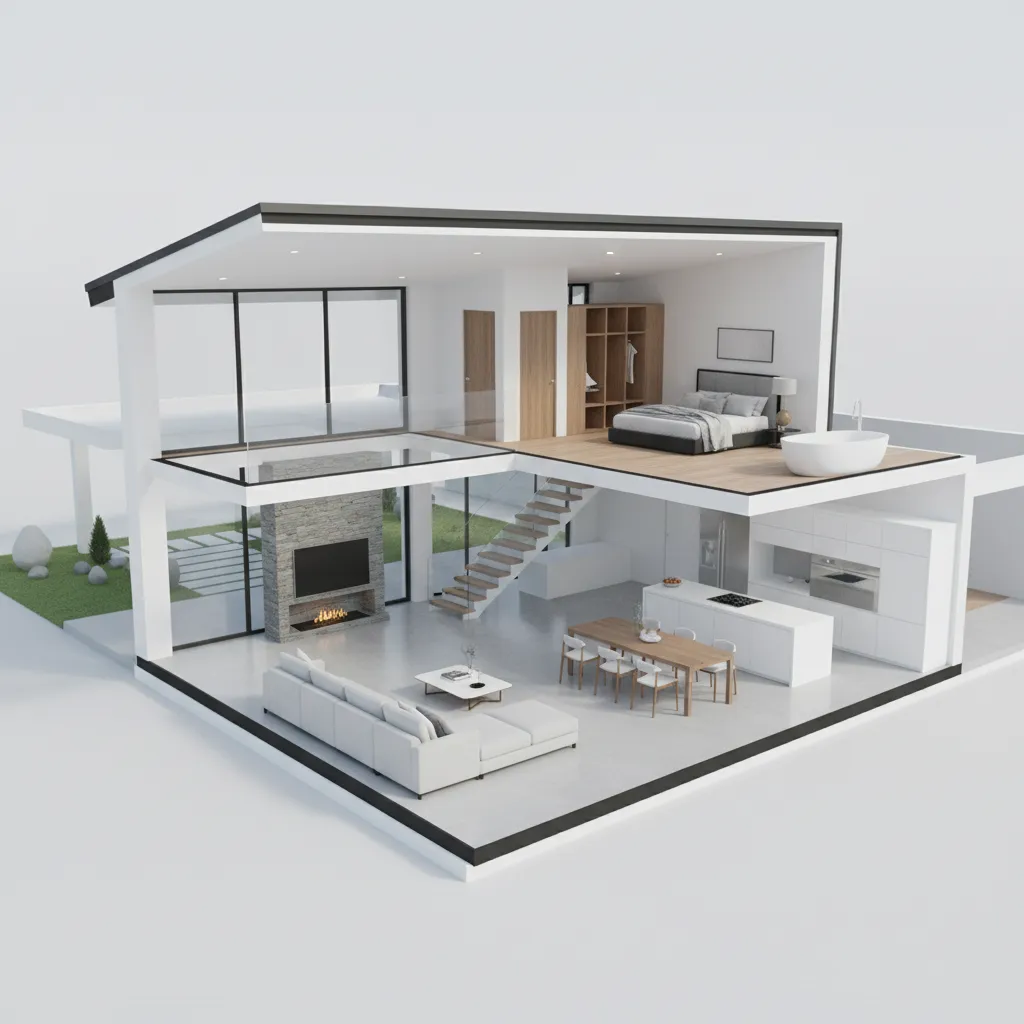 Visualisasi denah rumah dalam bentuk model 3D