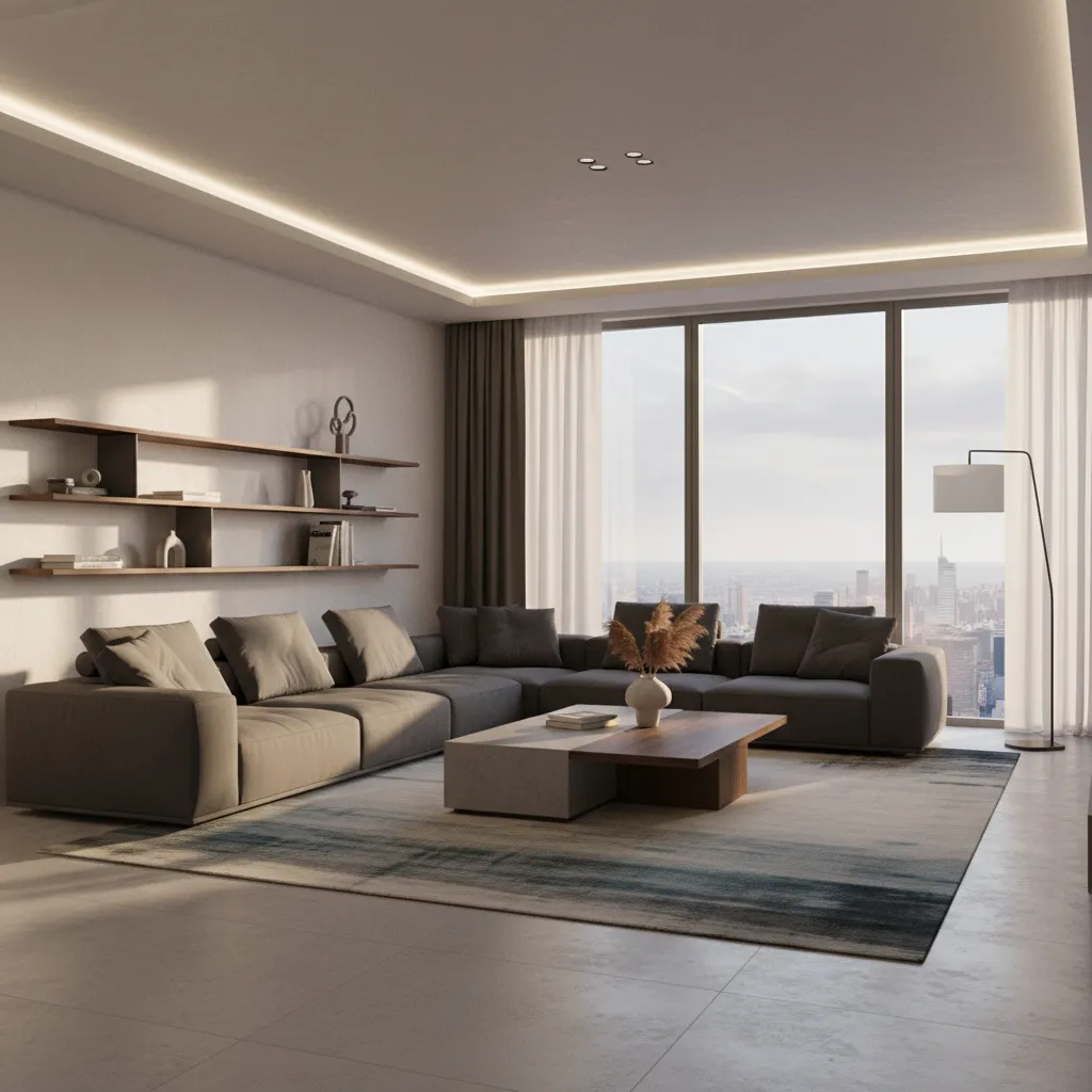 Visualisasi desain interior rumah 3D realistis