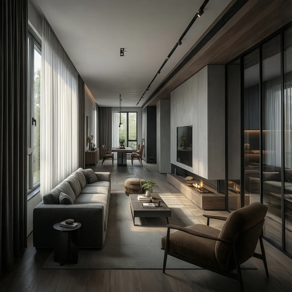 Visualisasi desain rumah memanjang modern